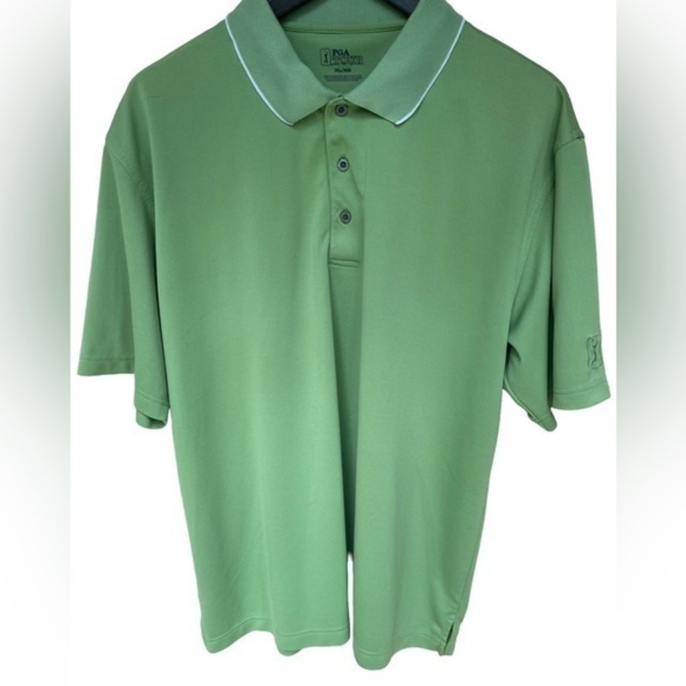 PGA Tour men’s 3 button basic lime green polo golf shirt size XL